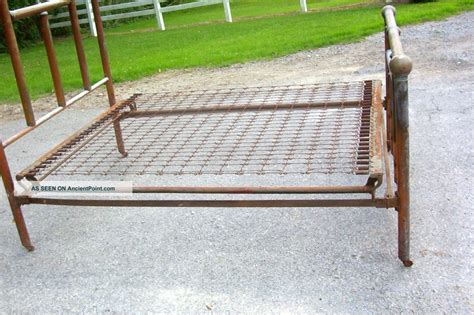 vintage metal box spring with metal slats|old fashioned spring bed frame.